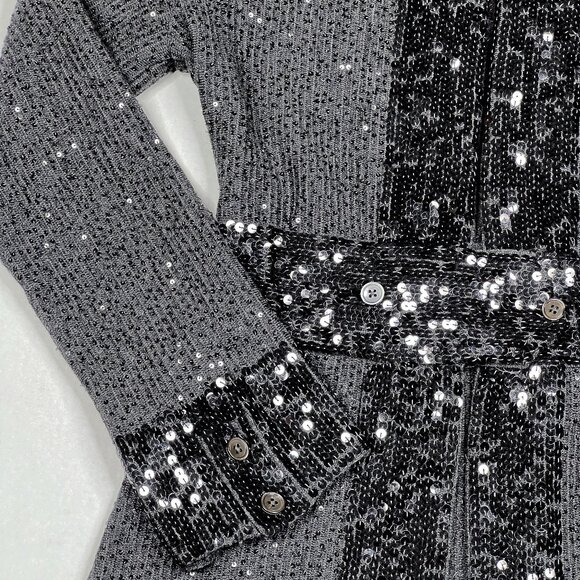 IISLI Elegant Designer Wool Sequins Gray Cardigan Kimono Orig $998! Size 8 - NWT - Picture 3 of 13